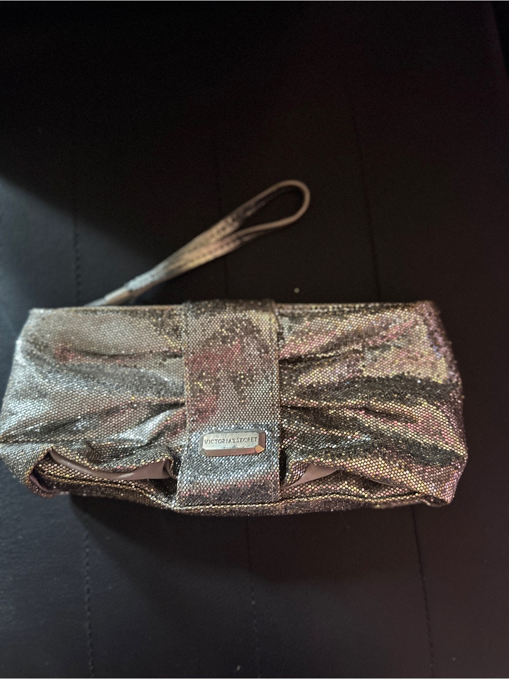 Victoria's Secret Metallic Silver Glitter Wristlet Clutch